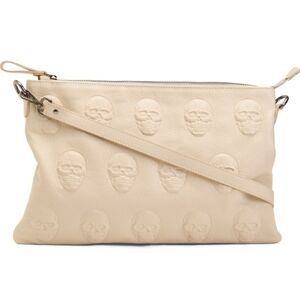 🤍🔹️ IO Pelle🔹️ Leather Skull Taupe Crossbody Handbag